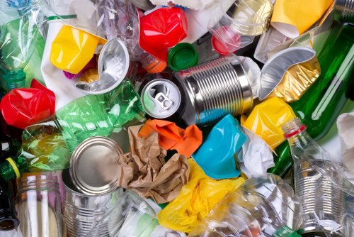 Various types of construction waste materials